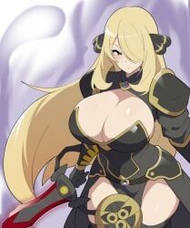 aegislash, cynthia_(pokemon), pokemon_(creature), game_freak, nintendo