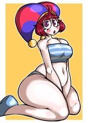 pomni_(beach_outfit), pomni_(the_amazing_digital_circus), glitch_productions, the_amazing_digital_circus, captain_dagon