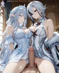 arlecchino_(genshin_impact), columbina_(genshin_impact), tsaritsa_(genshin_impact), genshin_impact, balls