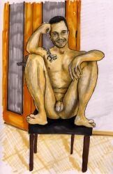 sketches_by_adab, acrylic_paint_(medium), cock, cock_out, dick