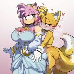 amy_rose, tails_the_fox, tailsko, sonic_(series), futa_on_female