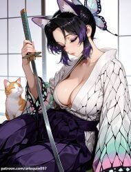 kochou_shinobu, demon_slayer, arlequin097, 1girl, animal
