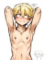 hong_il-tak, high_school_boy, doppel, arms_behind_head, blonde_hair_male