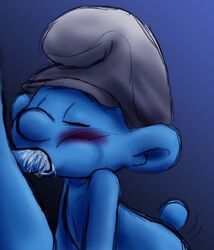 handy_smurf, hefty_smurf, the_smurfs, 2boys, blowjob