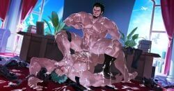 dracule_mihawk, roronoa_zoro, one_piece, wang_da_mo, 2boys