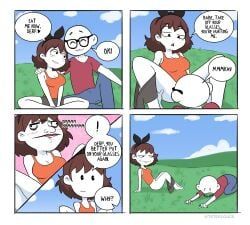 derpina, rage_comics, taterdouce, brown_hair, eating_grass