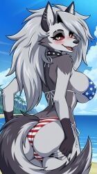 loona, loona_(helluva_boss), helluva_boss, 1girls, american_flag_bikini