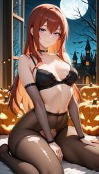 makise_kurisu, halloween, patreon, steins;gate, skypassion
