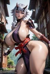 shizuka, queen's_blade, winterzone, big_breasts, blue_eyes