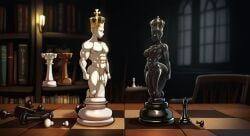 chess, black_body, boy, chest, girl