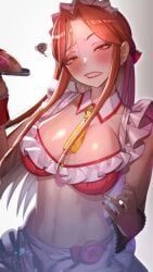 zaizen_tokiko, idolmaster, 1girls, annoyed_expression, big_breasts