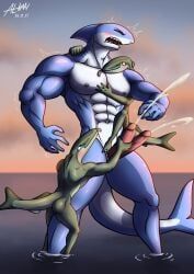 teron_(alkan), alkan, 2_penises, abs, anthro