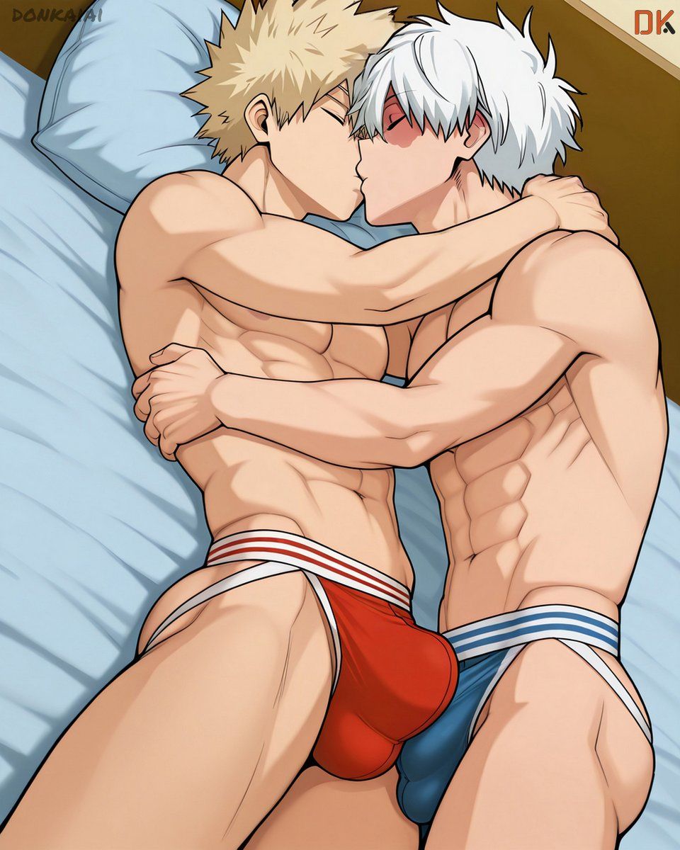 katsuki_bakugou, shouto_todoroki, my_hero_academia, cock_rub, donkai