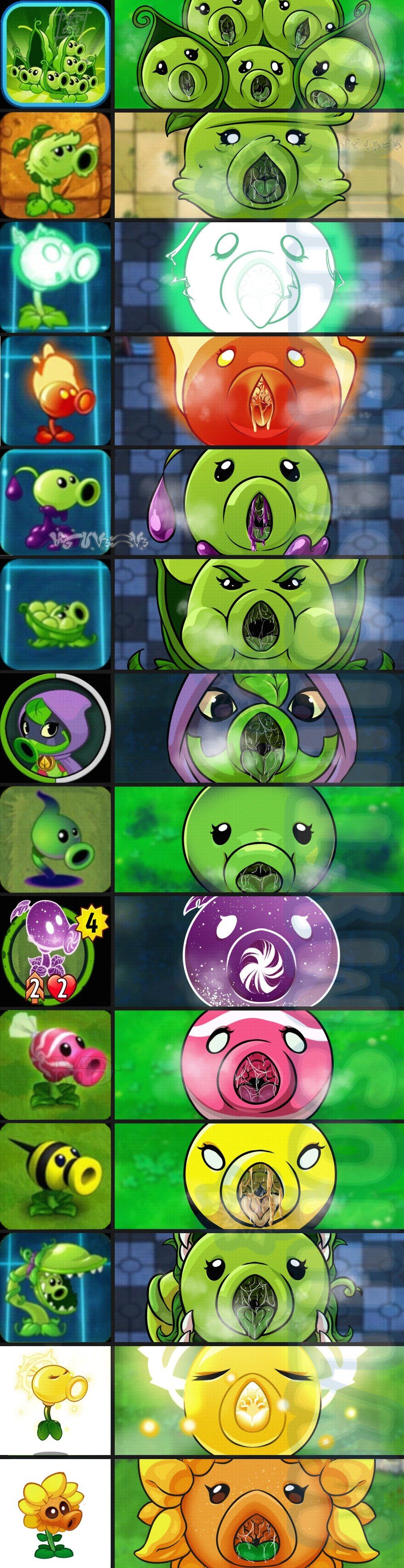 beeshooter_(pvz), cosmic_pea_(pvz), electric_peashooter_(pvz), fire_peashooter_(pvz), goo_peashooter_(pvz)