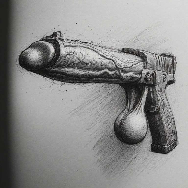 cock, dick, gun, handgun, inanimate