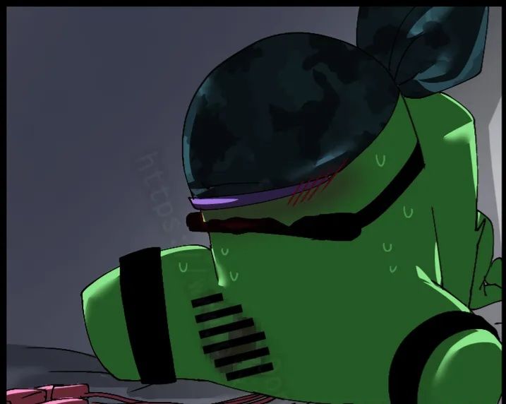 among_us_green, among_us, gag_harness, spread_legs, tentacle_penis
