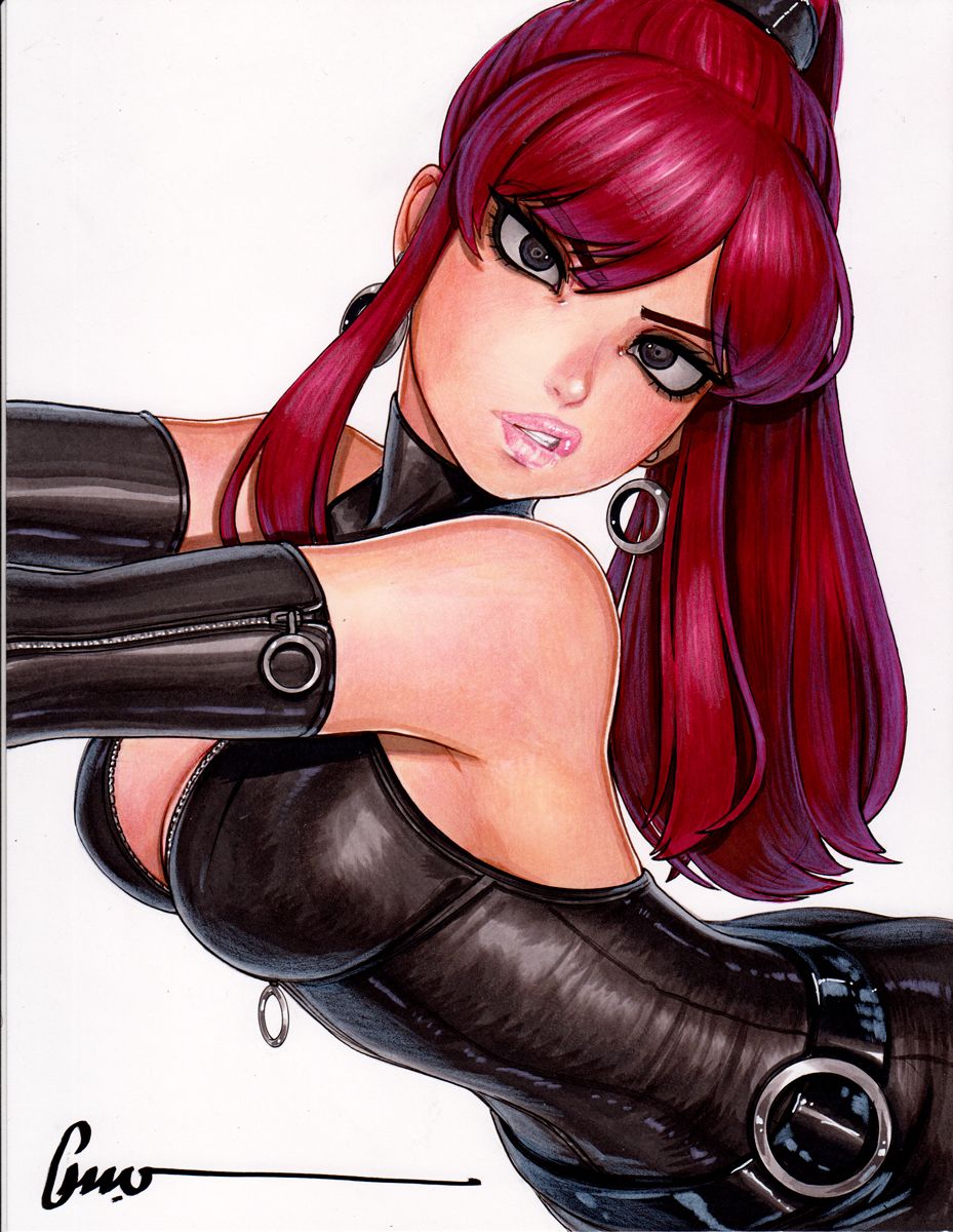 envy_adams, omar_dogan, 1girls, detached_sleeves, eyeliner