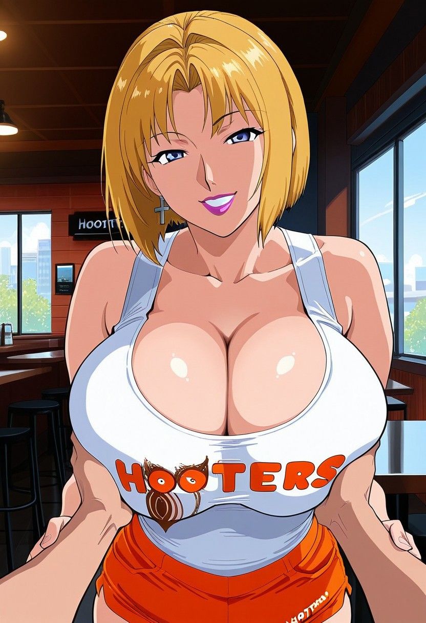 kitami_reika, bible_black, hooters, 1boy, 1girls