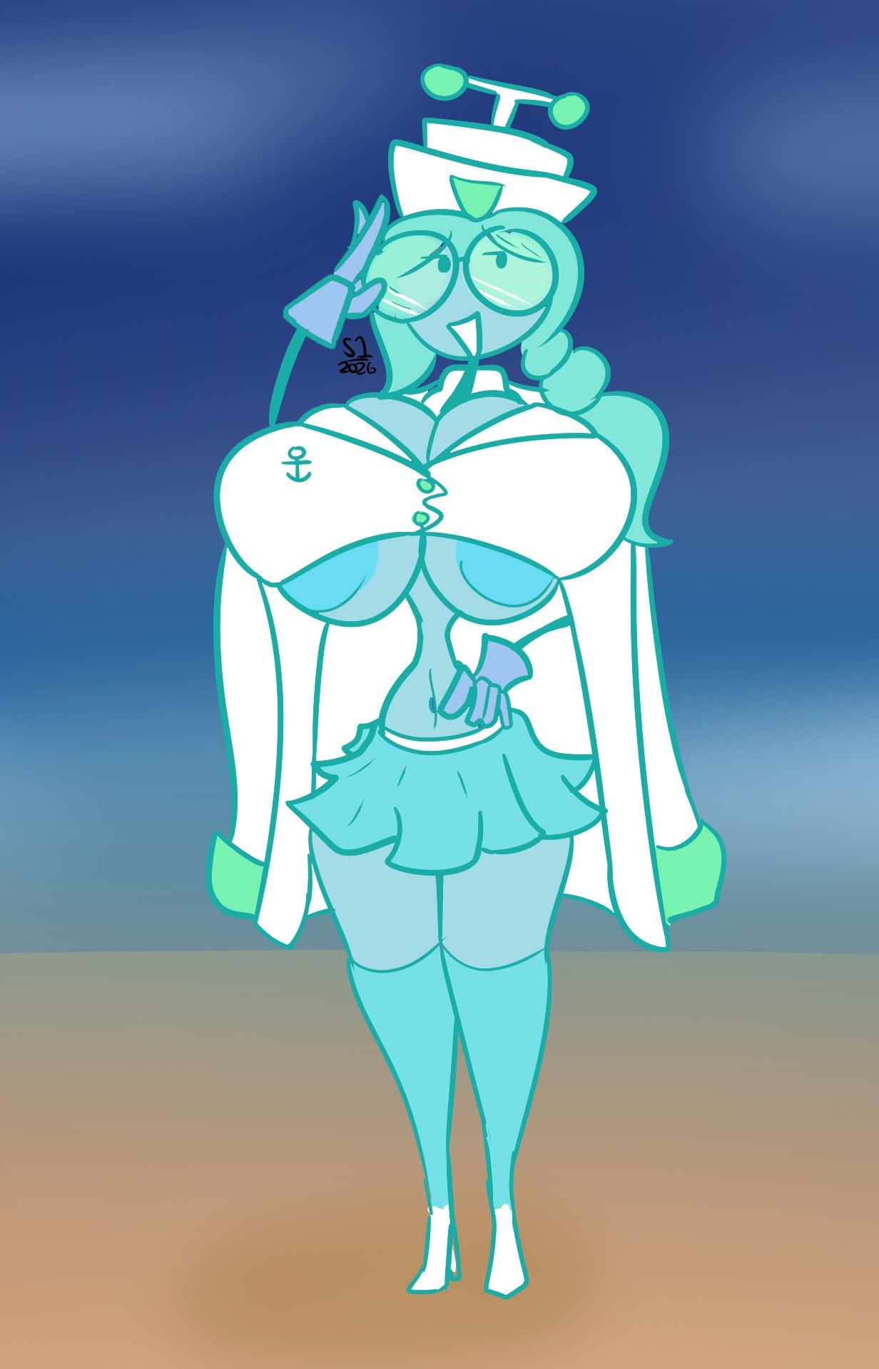 angel_reap, stob_nsfw, 1girls, breasts, cyan_hair
