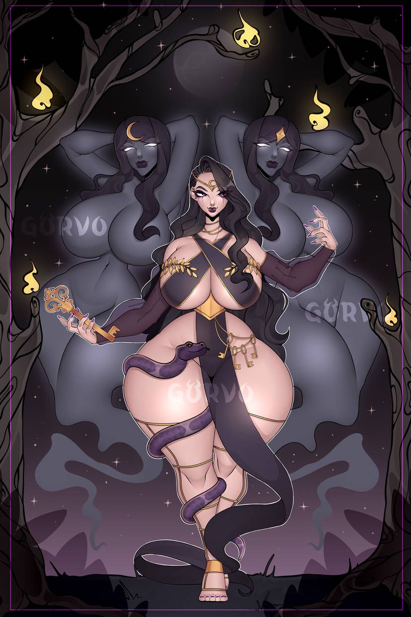 hecate, hecate_(mythology), greek_mythology, 3girls, big_breasts