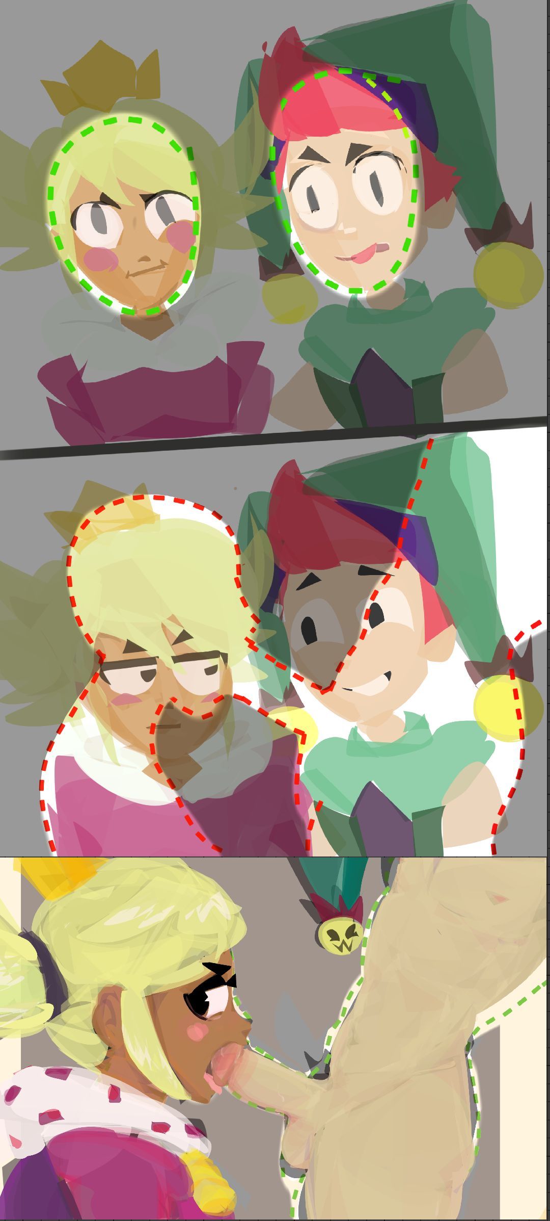 chester_(brawl_stars), mandy_(brawl_stars), brawl_stars, 1girls, 2boys