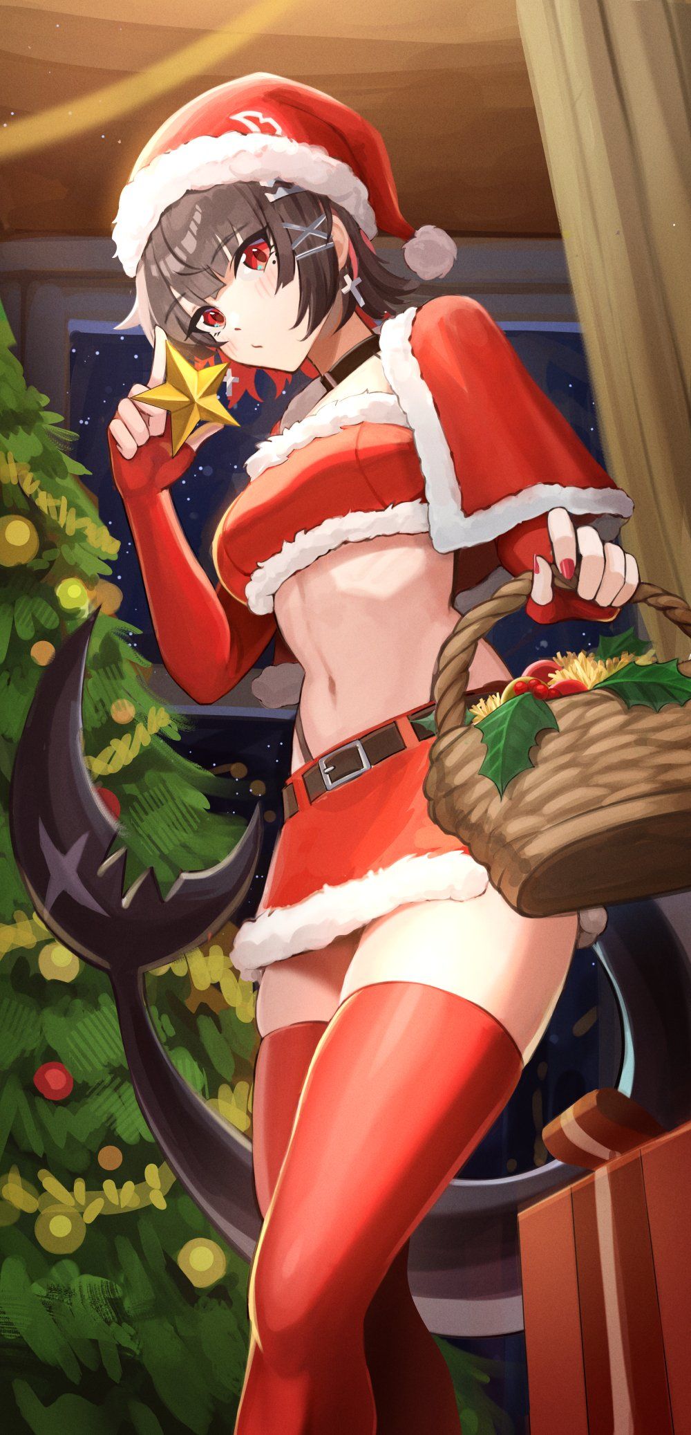 ellen_joe, christmas, zenless_zone_zero, 1girls, :/
