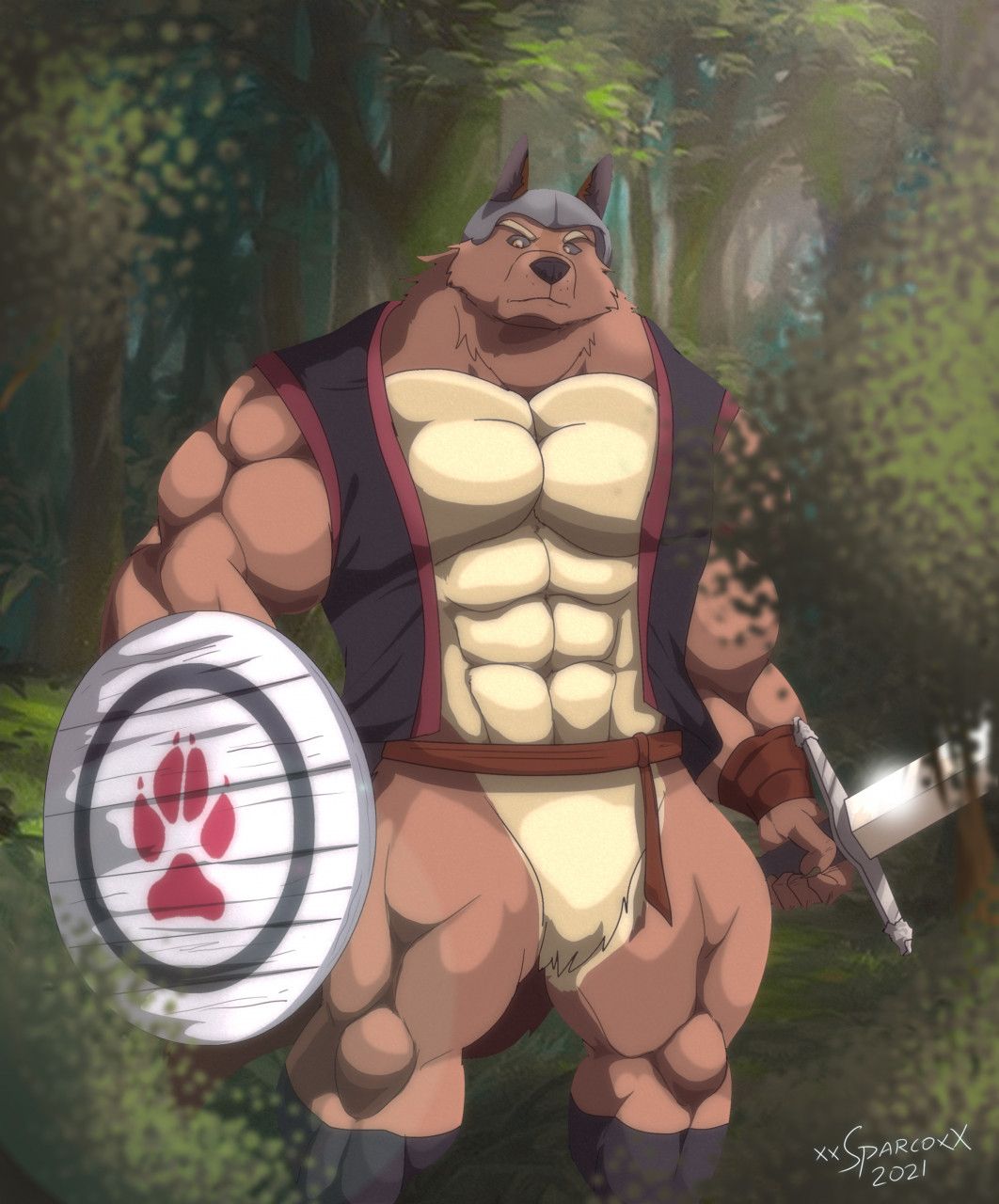 xxsparcoxx, abs, anthro, biceps, canid