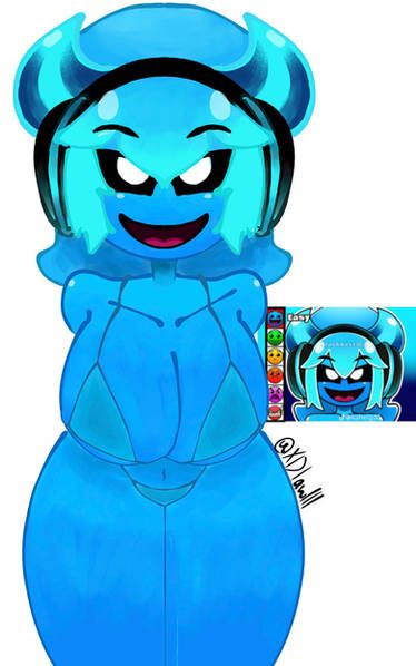 easy_(geometry_dash), geometry_dash, dexxa, big_breasts, blue_skin