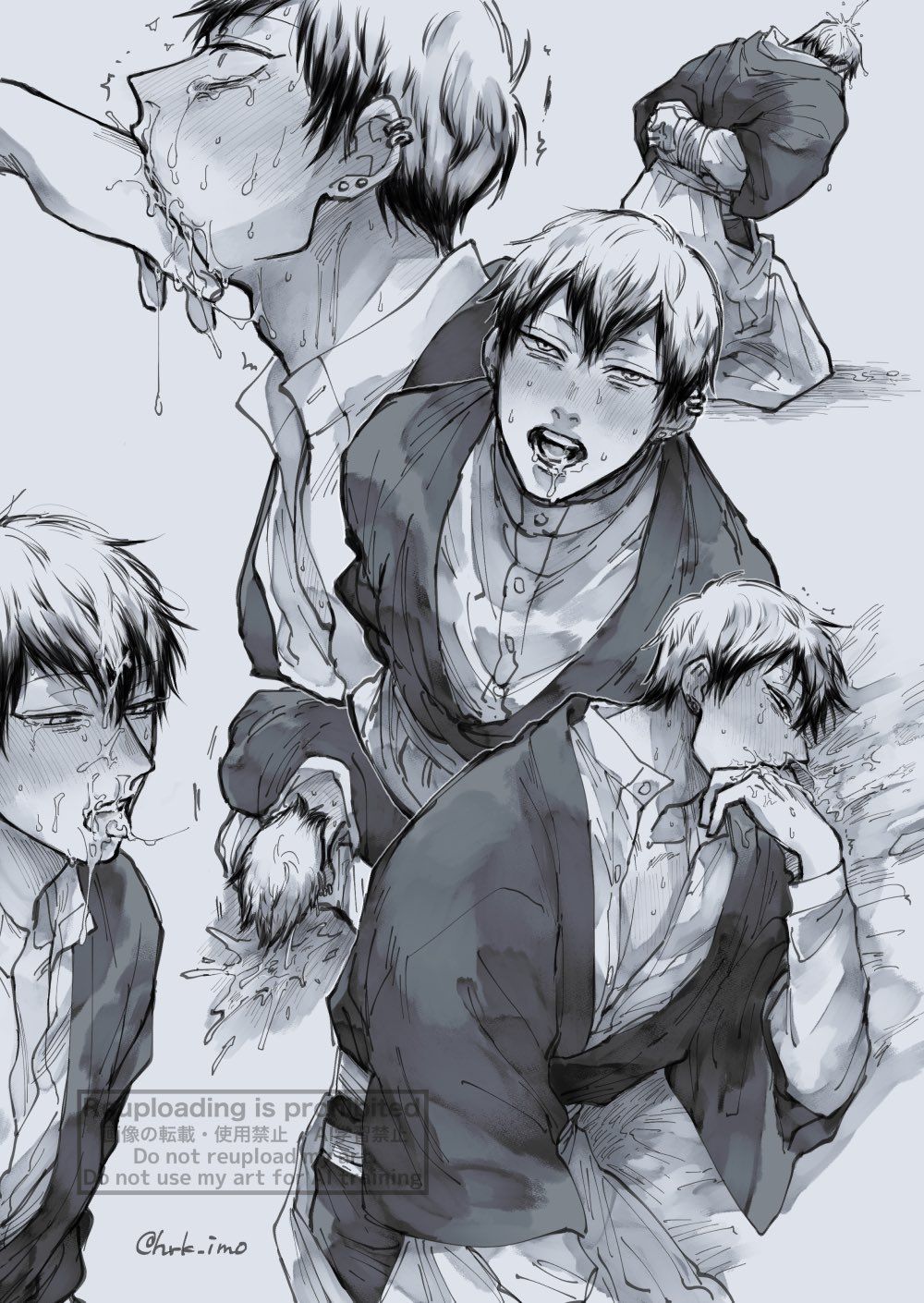 zenin_naoya, jujutsu_kaisen, emetophilia, fingers_in_mouth, male_focus