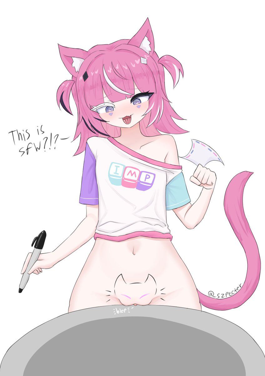 camila_(vtuber), indie_virtual_youtuber, szpecter, cat_drawing, cat_drawn_on_pussy