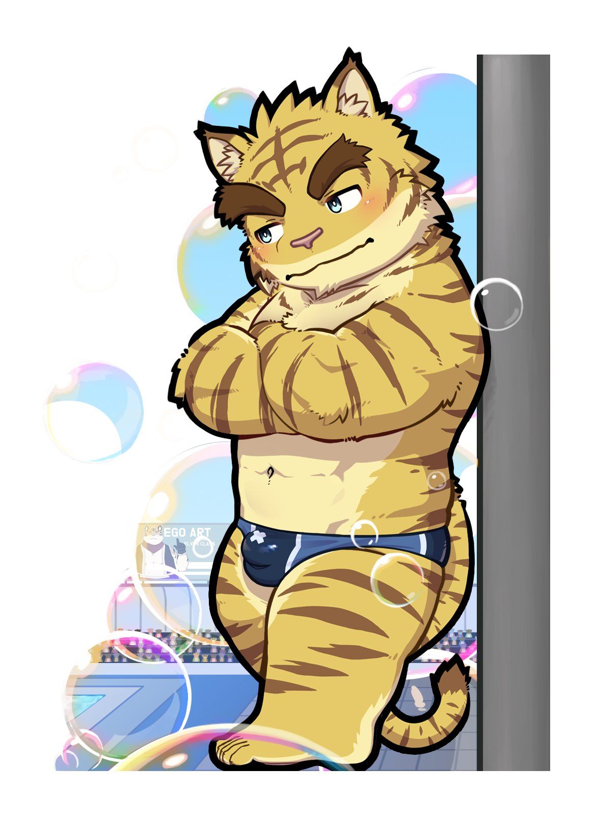torahiko_(morenatsu), morenatsu, 5_toes, abs, anthro