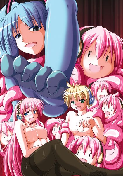 hatsune_miku, kagamine_len, megurine_luka, shiteyanyo, tako_luka