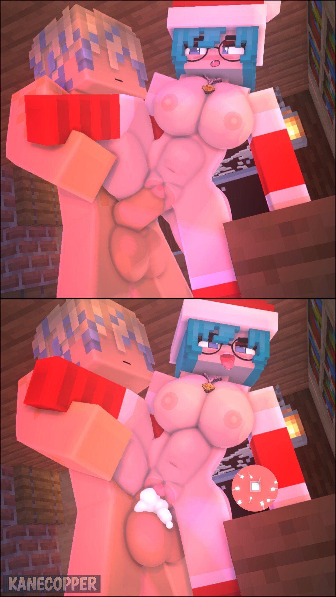 christmas, minecraft, kaneefox, 1boy, 1girl1boy