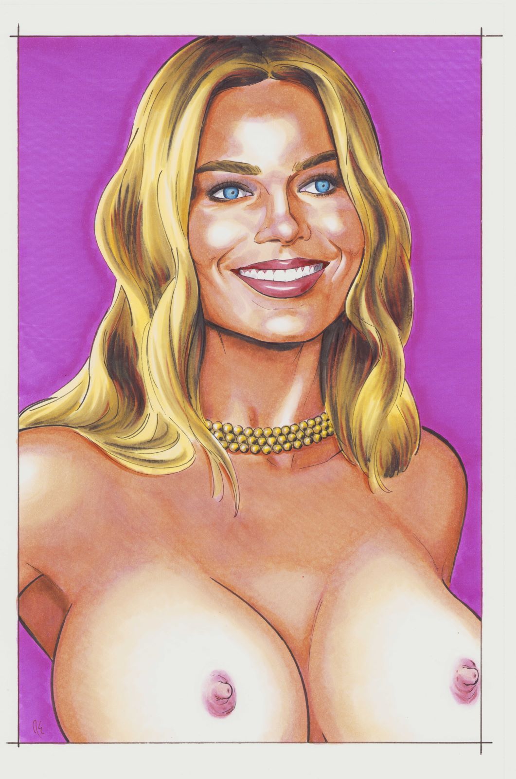 margot_robbie, rebecca_(artist), 1girls, big_breasts, blonde_hair