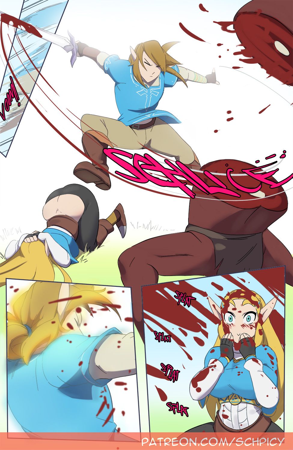 link, link_(breath_of_the_wild), moblin, princess_zelda, zelda_(breath_of_the_wild)