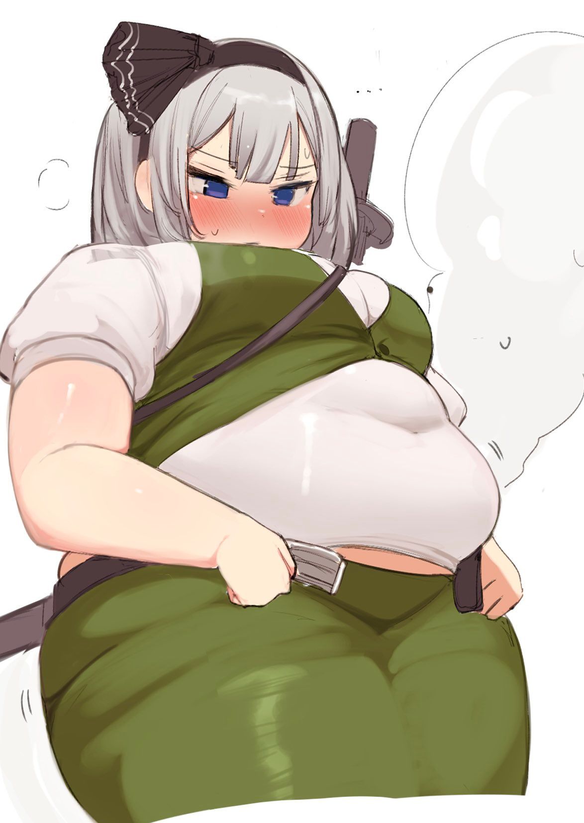 youmu_konpaku, touhou, b45ui, bbw, belly_overhang