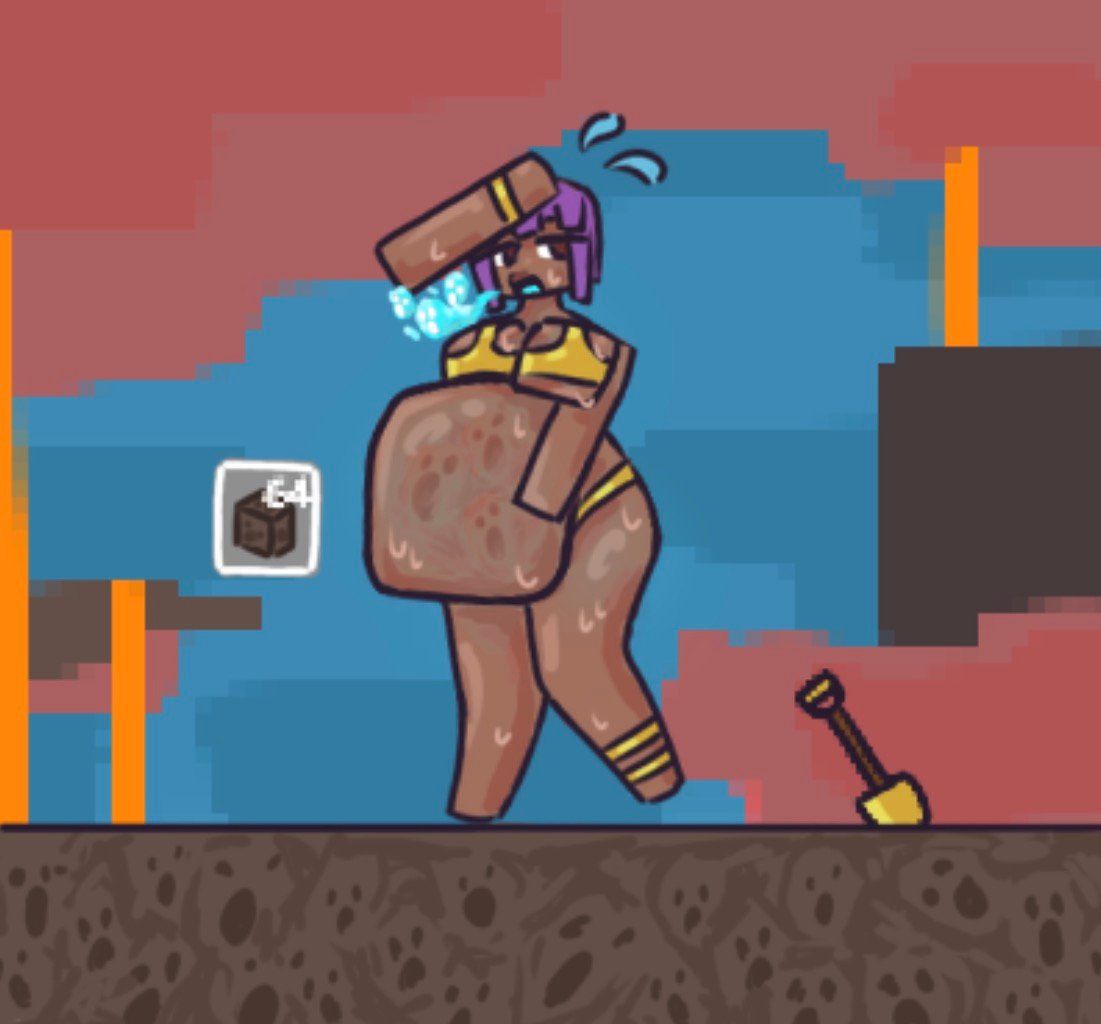 efe_(minecraft), minecraft, 1girl, inflation, nether