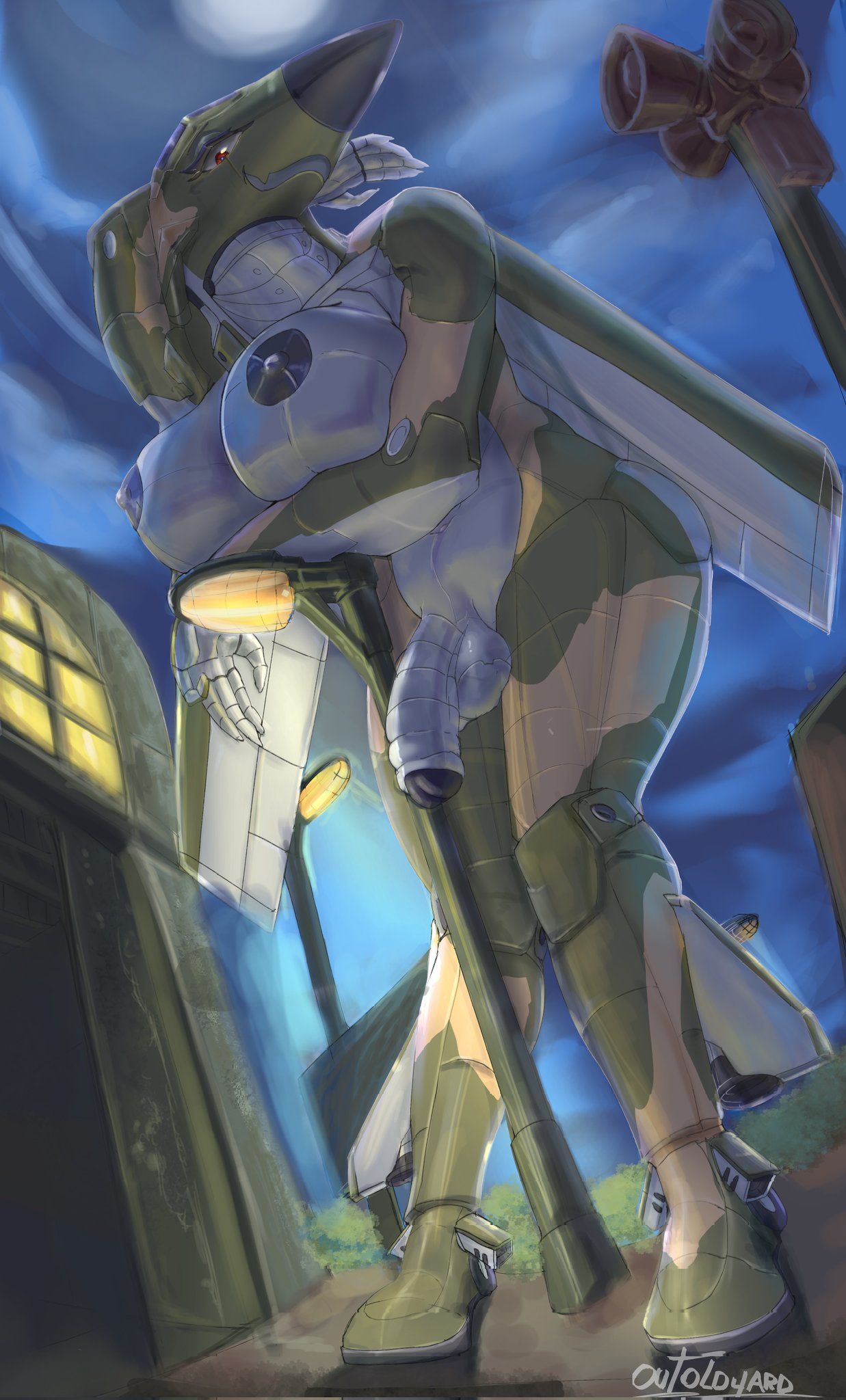 outoldyard, aeromorph, aircraft, anthro, balls
