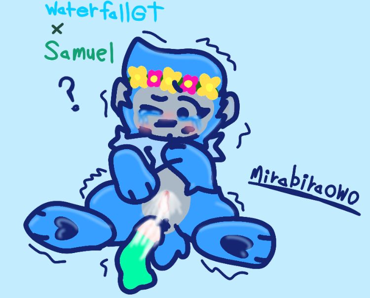 gorilla_tag, anus, blue_fur, crying, cum