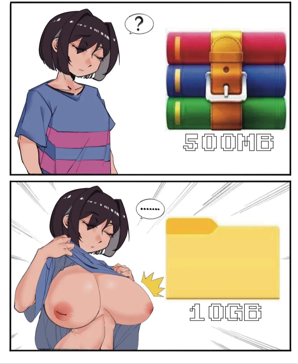 frisk, winrar, undertale, artist_request, boob_expansion