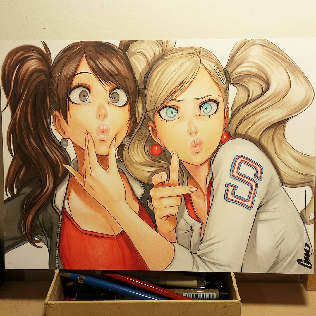 ann_takamaki, ann_takamaki_(strikers_casual), kujikawa_rise, rise_kujikawa, persona