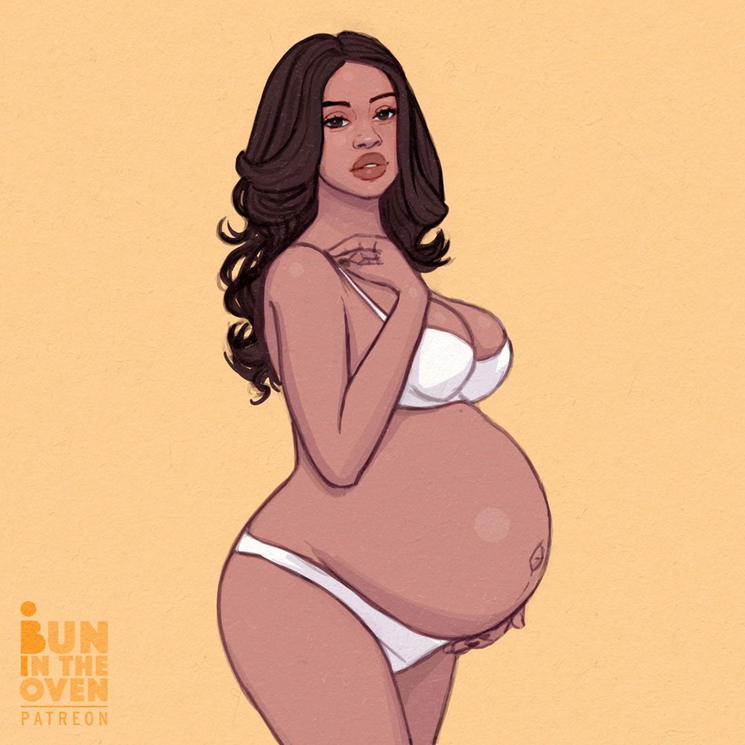 bunintheoven, 1girls, alone, arm, baby_bump