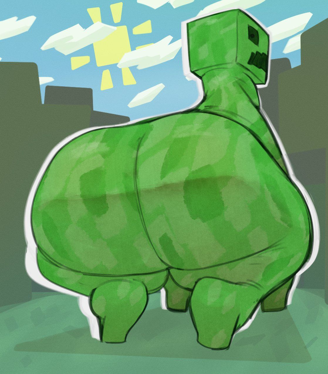 creeper_(minecraft), minecraft, locitony, ambiguous_gender, ass