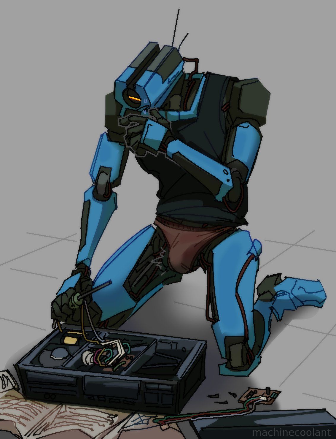 v1_(ultrakill), ultrakill, machinecoolant, bulge, bulge_through_clothing