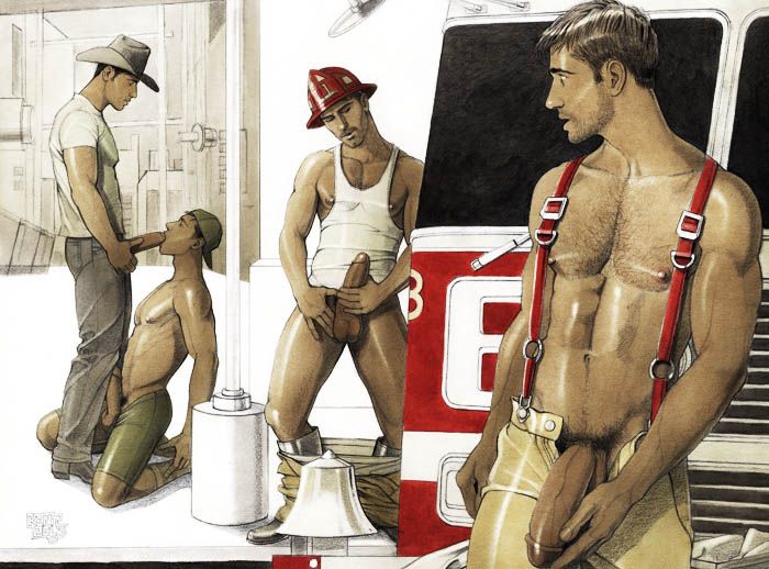 kentartwork, 4boys, big_penis, blowjob, body_hair