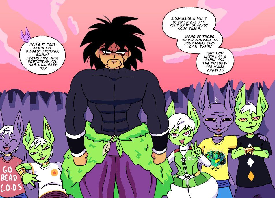 beerus, broly, cheelai, dragon_ball_super, smib