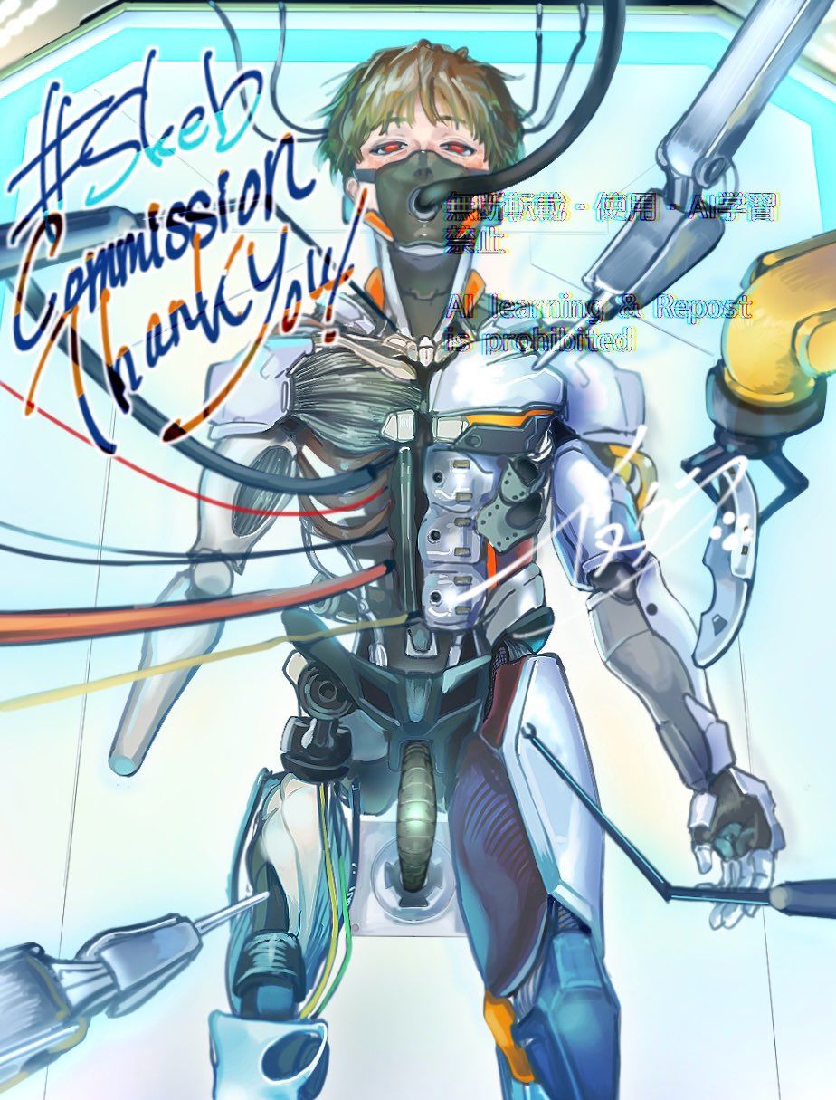 original, 1boy, android, brown_hair, cable