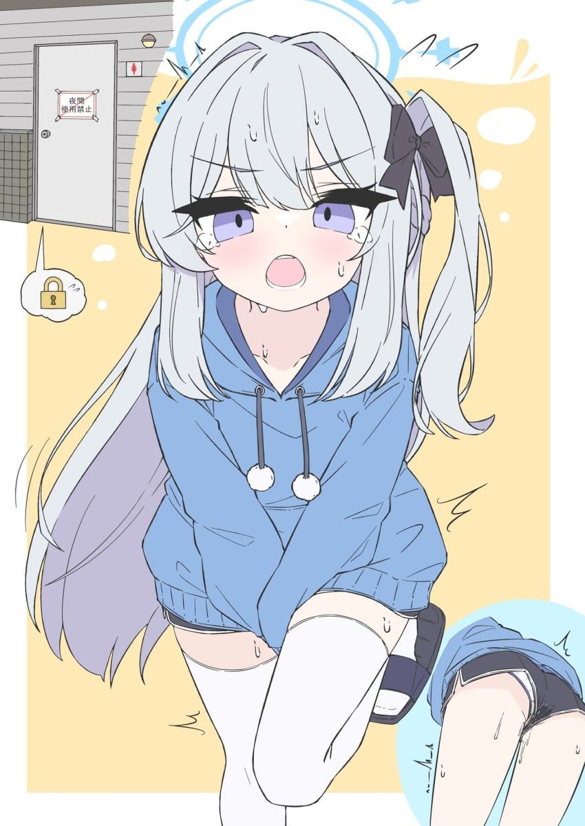 miyako_(blue_archive), blue_archive, 1girl, bathroom_sign, black_sandals