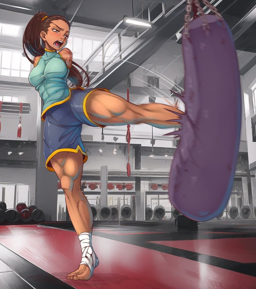 gammatelier, 1girls, abs, acquired_disability, ai_background