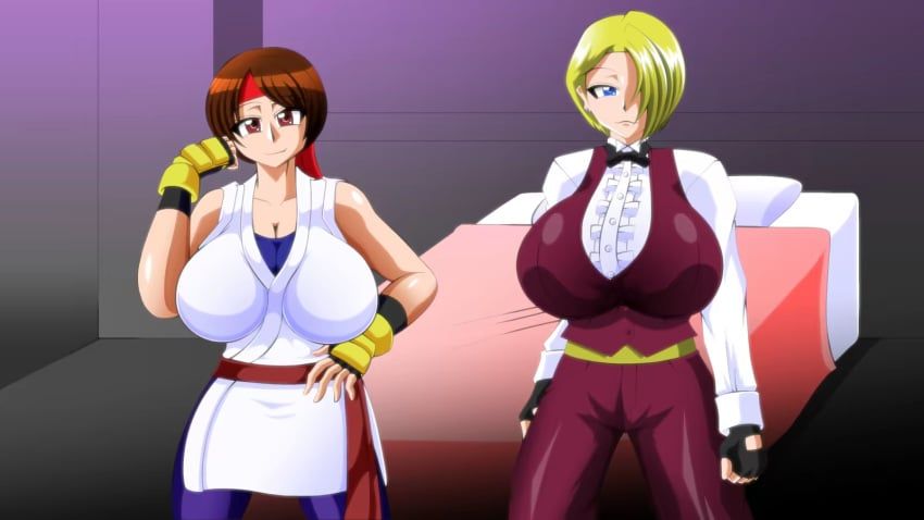 king_(snk), yuri_sakazaki, king_of_fighters, kaimanwanio, 2girls